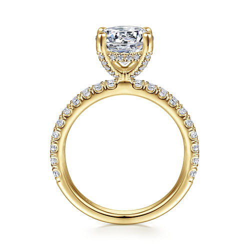 14K Yellow Gold Round Diamond Engagement Ring