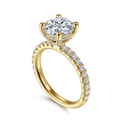 14K Yellow Gold Round Diamond Engagement Ring