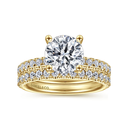 14K Yellow Gold Round Diamond Engagement Ring