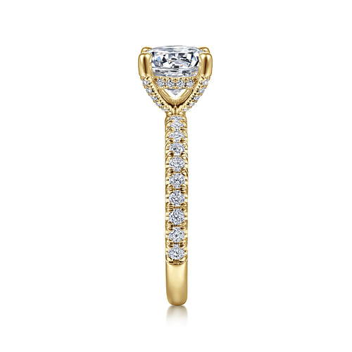 14K Yellow Gold Round Diamond Engagement Ring