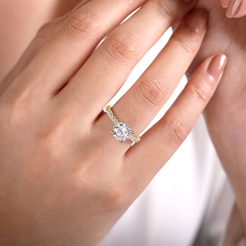 14K Yellow Gold Round Diamond Engagement Ring