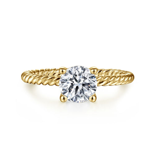 14K Yellow Gold Round Diamond Engagement Ring