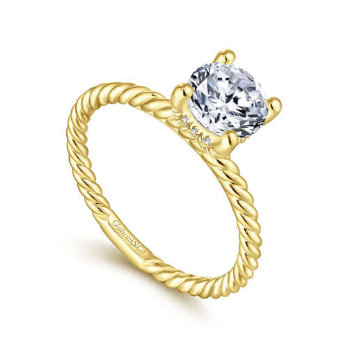 14K Yellow Gold Round Diamond Engagement Ring