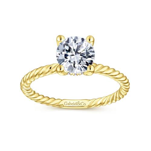 14K Yellow Gold Round Diamond Engagement Ring