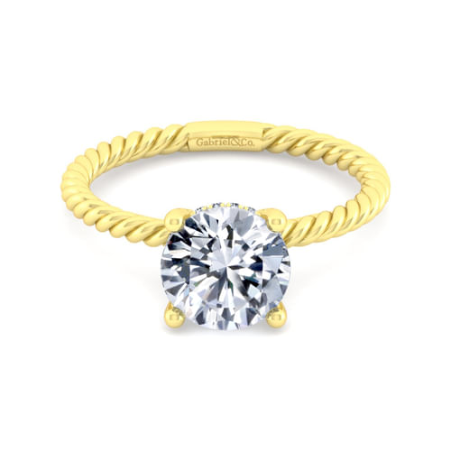 14K Yellow Gold Round Diamond Engagement Ring