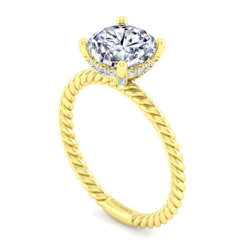 14K Yellow Gold Round Diamond Engagement Ring