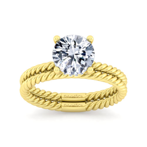 14K Yellow Gold Round Diamond Engagement Ring