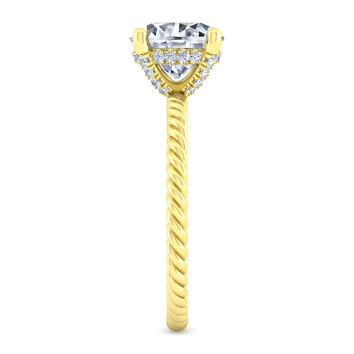 14K Yellow Gold Round Diamond Engagement Ring