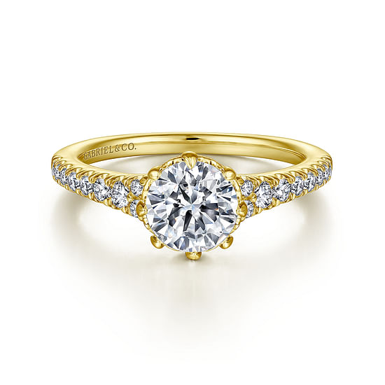 Gabriel - 14K Yellow Gold Round Diamond Engagement Ring