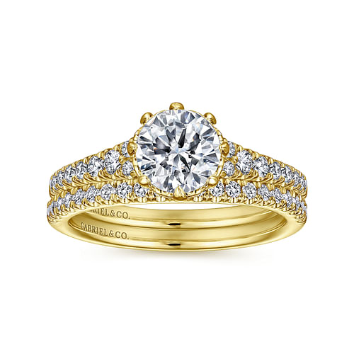 14K Yellow Gold Round Diamond Engagement Ring