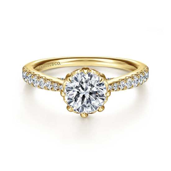 Gabriel - 14K Yellow Gold Round Diamond Engagement Ring