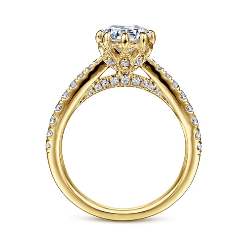 14K Yellow Gold Round Diamond Engagement Ring