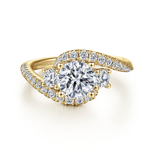 14K Yellow Gold Round Diamond Engagement Ring