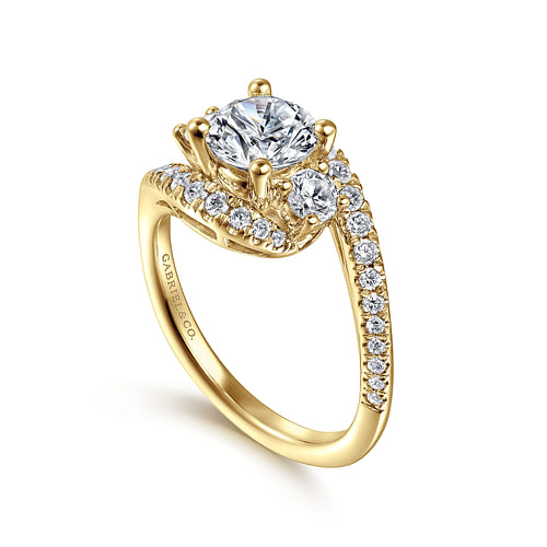 14K Yellow Gold Round Diamond Engagement Ring