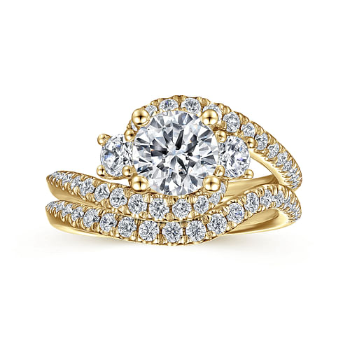 14K Yellow Gold Round Diamond Engagement Ring