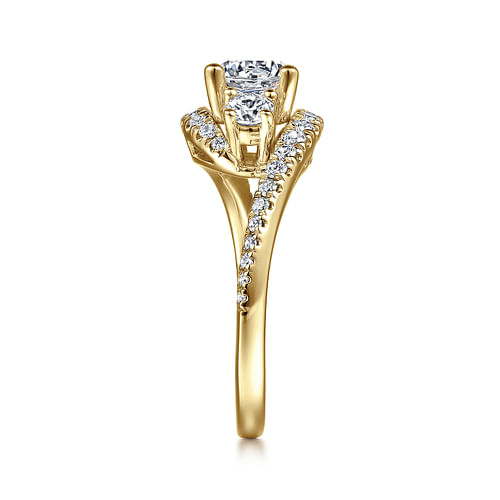 14K Yellow Gold Round Diamond Engagement Ring