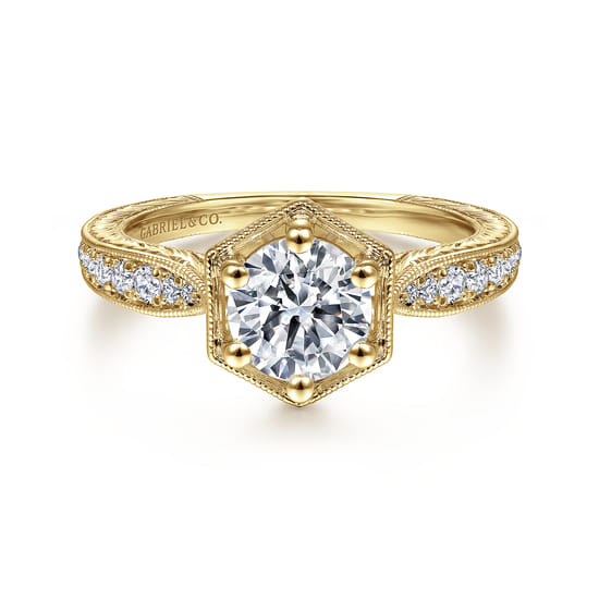 Gabriel - 14K Yellow Gold Round Diamond Engagement Ring