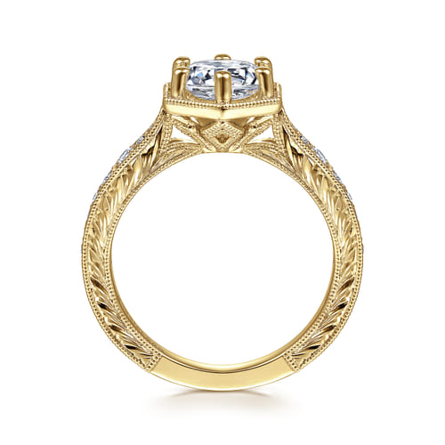14K Yellow Gold Round Diamond Engagement Ring