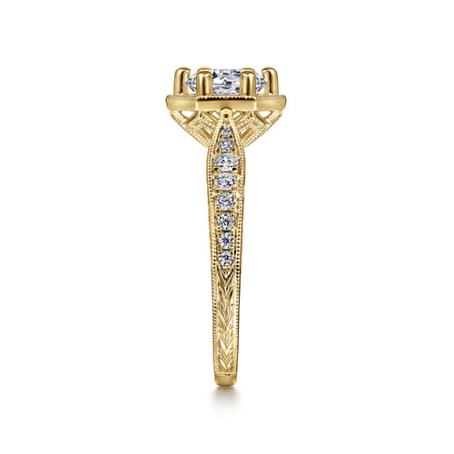14K Yellow Gold Round Diamond Engagement Ring