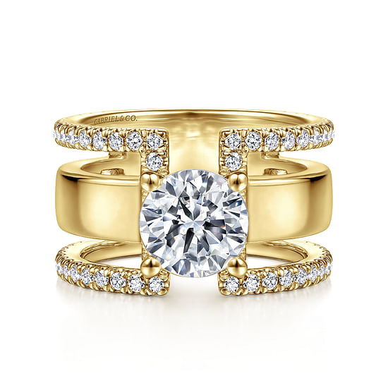 Gabriel - 14K Yellow Gold Round Diamond Engagement Ring