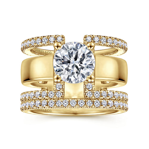 14K Yellow Gold Round Diamond Engagement Ring