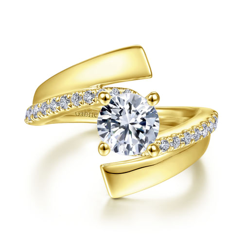 14K Yellow Gold Round Diamond Engagement Ring
