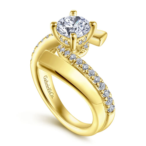 14K Yellow Gold Round Diamond Engagement Ring