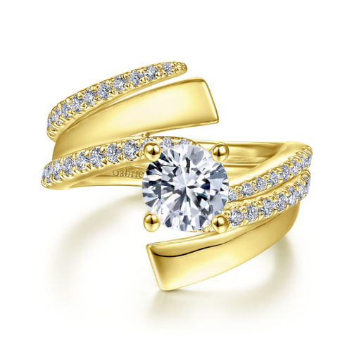 14K Yellow Gold Round Diamond Engagement Ring