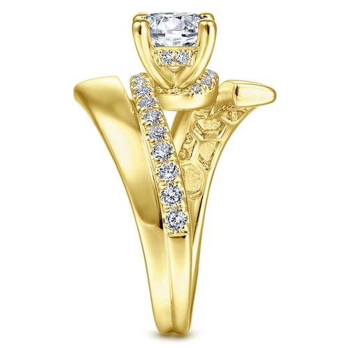 14K Yellow Gold Round Diamond Engagement Ring