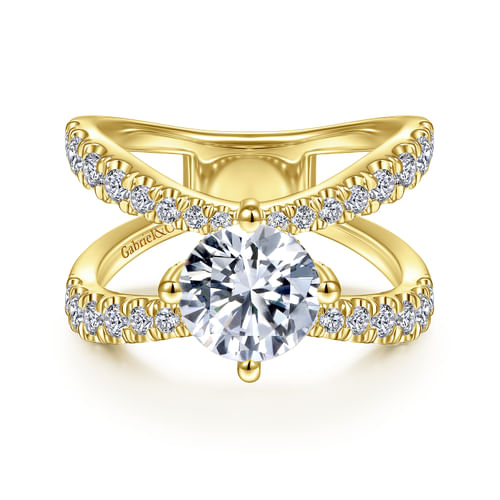 14K Yellow Gold Round Diamond Engagement Ring