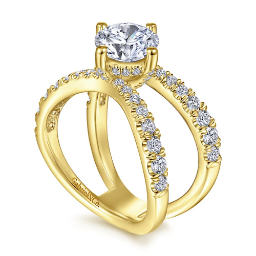 14K Yellow Gold Round Diamond Engagement Ring