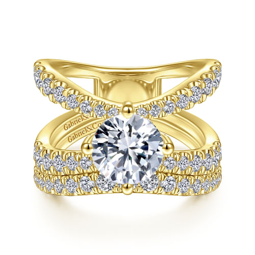 14K Yellow Gold Round Diamond Engagement Ring