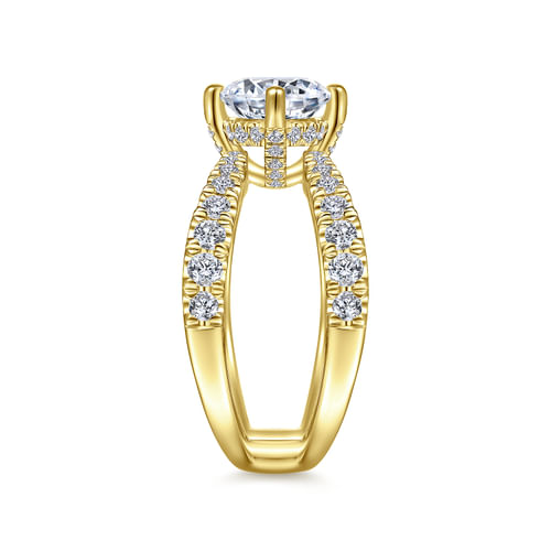 14K Yellow Gold Round Diamond Engagement Ring