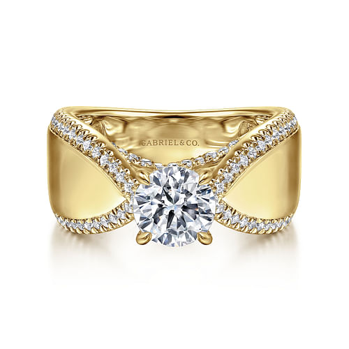 14K Yellow Gold Round Diamond Engagement Ring