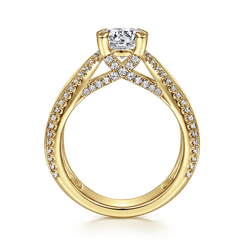 14K Yellow Gold Round Diamond Engagement Ring