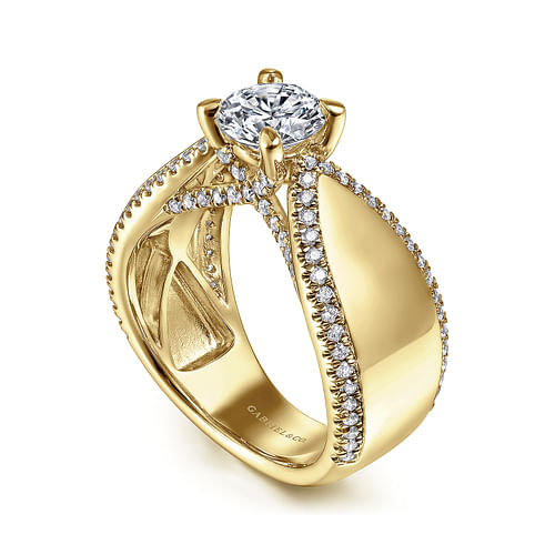 14K Yellow Gold Round Diamond Engagement Ring