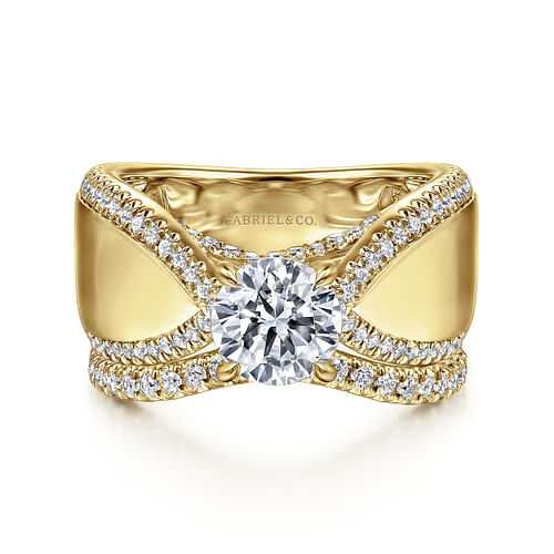 14K Yellow Gold Round Diamond Engagement Ring