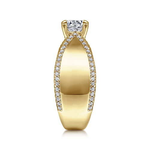 14K Yellow Gold Round Diamond Engagement Ring