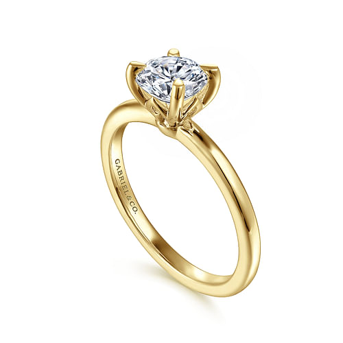 14K Yellow Gold Round Diamond Engagement Ring