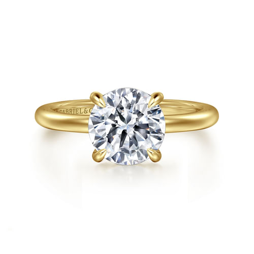 14K Yellow Gold Round Diamond Engagement Ring