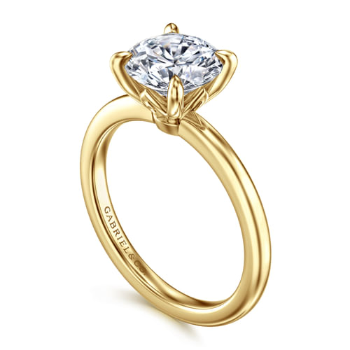 14K Yellow Gold Round Diamond Engagement Ring
