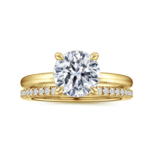 14K Yellow Gold Round Diamond Engagement Ring