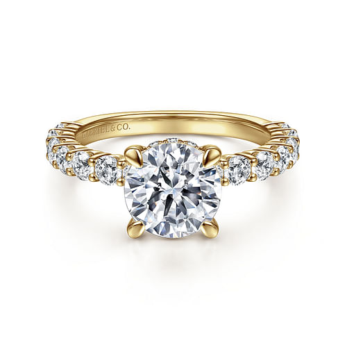 14K Yellow Gold Round Diamond Engagement Ring