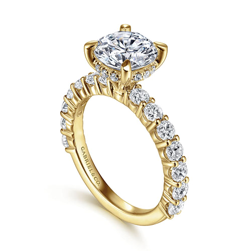 14K Yellow Gold Round Diamond Engagement Ring