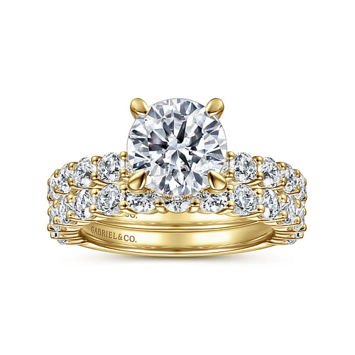 14K Yellow Gold Round Diamond Engagement Ring