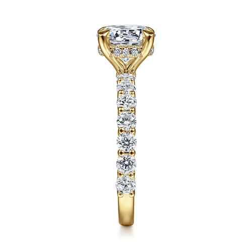 14K Yellow Gold Round Diamond Engagement Ring