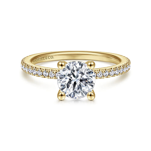 14K Yellow Gold Round Diamond Engagement Ring