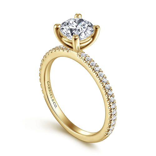 14K Yellow Gold Round Diamond Engagement Ring