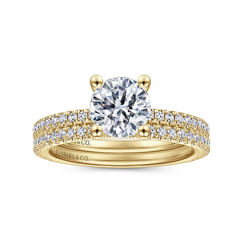 14K Yellow Gold Round Diamond Engagement Ring