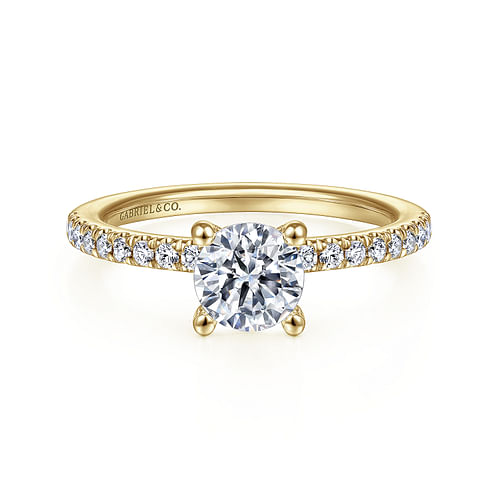 14K Yellow Gold Round Diamond Engagement Ring